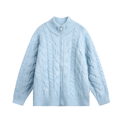 TIRED纯色简约麻花开衫毛衣秋冬