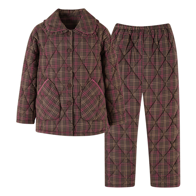 康汝雅冬季加厚纯棉布夹棉家居服