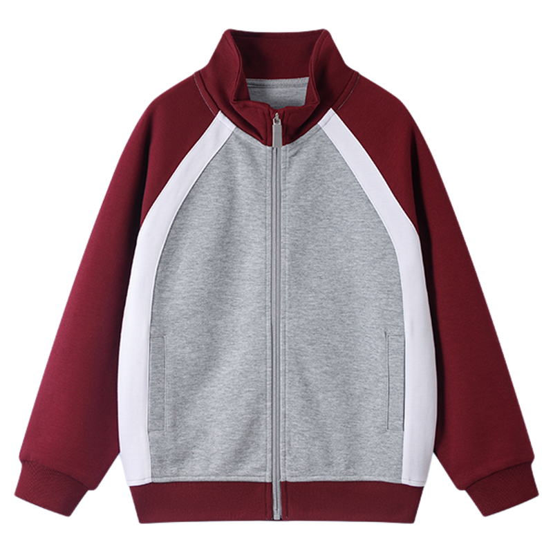 伊顿同款中小学生校服春秋款儿童运动服枣红藏青灰色校服运动上衣