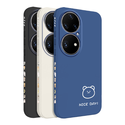 适用华为p50e手机壳p40pro+保护套p30全包p20/p40pro十超薄防摔男情侣简约小熊兔液态硅胶软高级感女款潮