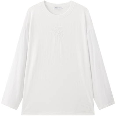 太平鸟重工蕾丝绣花长袖T恤罩衫