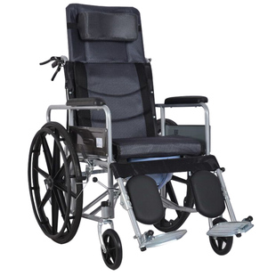 揽康轮椅瘫痪老人专用轻便全躺多功能高靠背可拆卸可大小便手推车