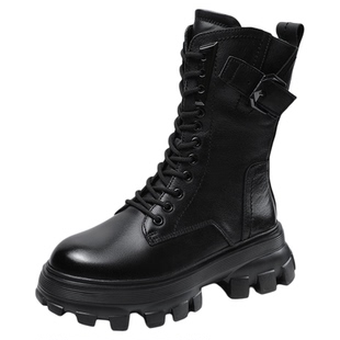 头层牛皮小鞋匠手工真皮2025秋冬女休闲厚底松糕鞋防滑耐磨马丁靴