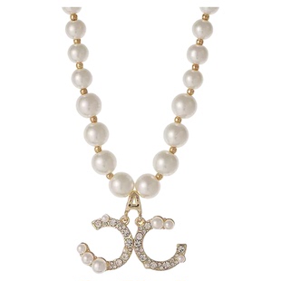 爆款双C两件套项链套装小香风仿珍珠项链配饰毛衣链时尚锁骨链