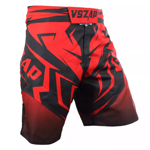 VSZAP红色中国拳击风运动短裤男速干训练五分裤多功能耐磨健身裤