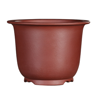 精品枣红泥特大号仿古金钟盆桌面春兰建兰花盆室内花卉素面紫砂盆