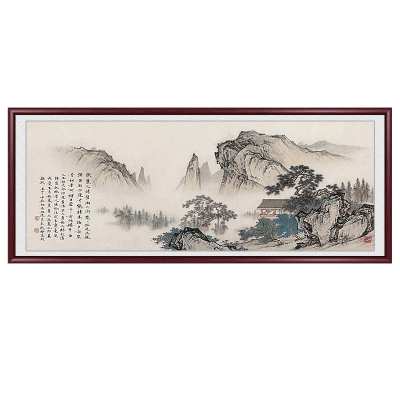 国画背景墙新中式客厅办公室挂画