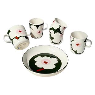 芬兰Marimekko Unikko 2025年新款 墨绿粉 绿色系