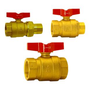 埃美柯蝶柄球阀黄铜加厚大流量通径短柄内外丝活接阀门2218