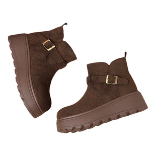 品牌真皮厚底加绒勃肯雪地靴女款2025新款冬季保暖防滑东北大棉鞋