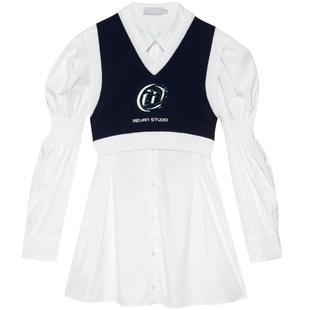 REVAN芮范设计师款学院两件套背心连衣裙RN11101161