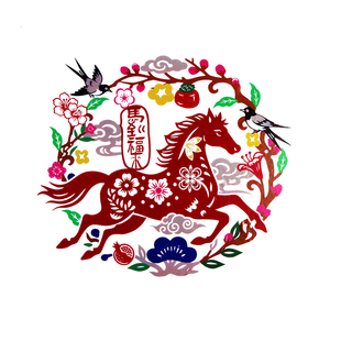 马到福来窗花贴免胶静电福字玻璃门贴2026马年春节创意新年装饰贴