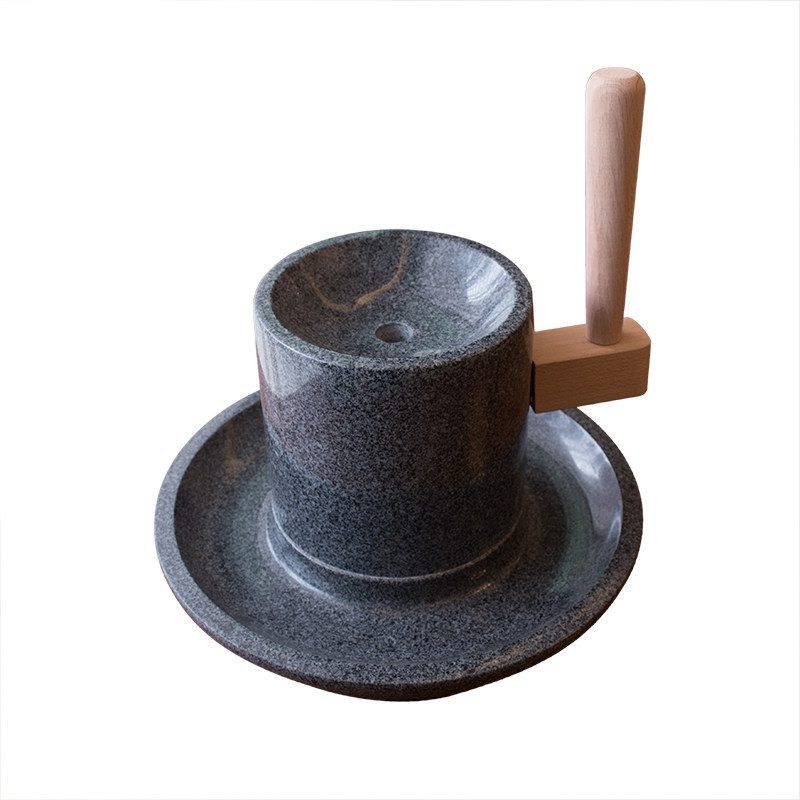 天然麻石茶磨宋代点茶粉石磨抹茶石磨碾茶石磨小大号抹茶机器手工