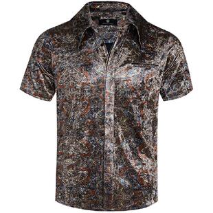 PUBLIC RADIO | 日本80S的士高复古灯芯绒亮面华丽关刀领短袖衬衫