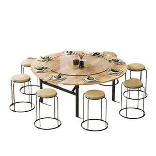 实木可折叠大圆桌面板转盘圆形家用饭店酒店大排档农家乐摆摊餐桌