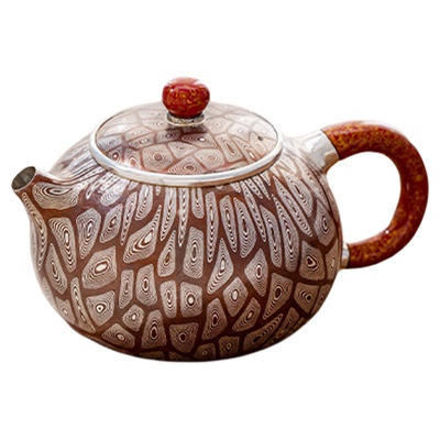 木纹茶壶大师纯银银壶