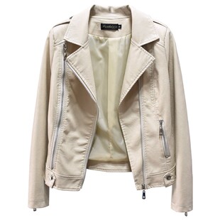 2026春装新款修身西装领拉链机车皮夹克女水洗PU皮衣小外套女长袖