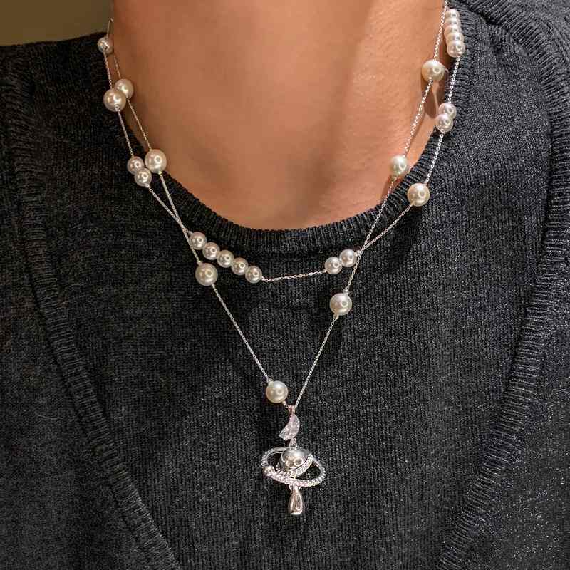 长款土星球吊坠满天星珍珠项链女多双层叠戴高级感轻者小众毛衣链