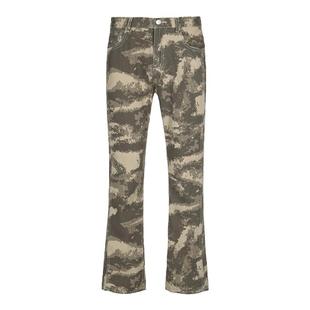 YORAINBOW 潮牌春夏复古美式街头直筒迷彩微喇牛仔裤男宽松青少年