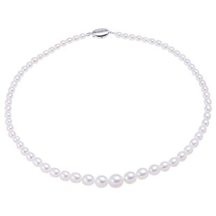 香港珍世缘 依汐 淡水米形珍珠项链年轻款气质塔链配银扣锁骨链