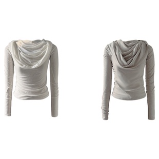 TROPICEYE 秋冬天丝羊毛多穿法打底衫气质贴身荡领长袖上衣简约