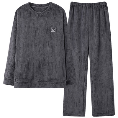 冬季睡衣男士珊瑚绒加厚法兰绒2025新款长袖冬天可外穿家居服套装