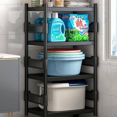 卫生间置物架落地式浴室洗漱用品储物架子厕所夹缝多层脸盆收纳架