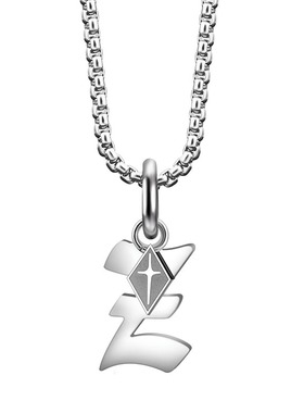 钛钢字母吊坠圆珠链无性别项链