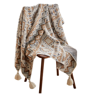 美式波西米亚纯棉针织毯沙发毯子装饰毯披肩毯午睡毯毛毯春秋盖毯