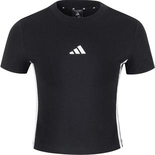 「滔搏运动」adidas阿迪达斯女子紧身休闲短款圆领短袖T恤JC8325