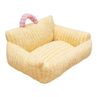 狗窝中型小型犬猫窝冬季加厚保暖猫咪毛绒条纹沙发四季通用可拆洗