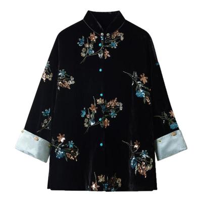 秋冬新款新中式国风亮片刺绣外套