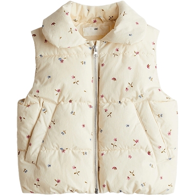 HM童装儿童女童冬季印花棉背心1269270