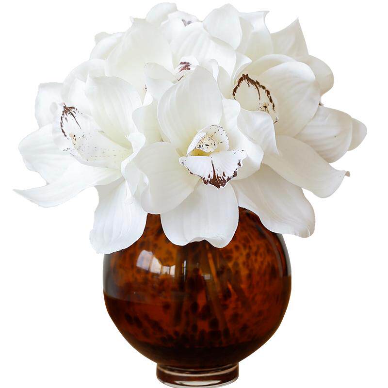 栀美家 蕙兰仿真花摆件 兰花假花花束 客厅边几装饰花餐桌花摆花