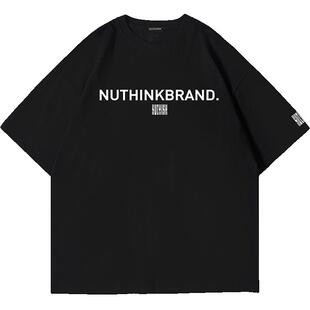Nuthink美式潮牌字母T恤男潮宽松潮流短袖男款夏季大码半袖上衣潮