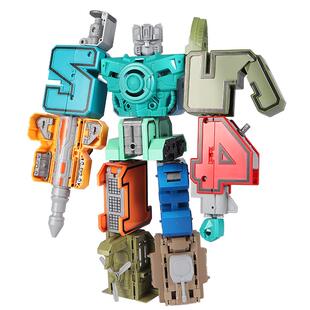 儿童太空数字变形拼装合体机器人男孩玩具全套装升级加厚单独变形