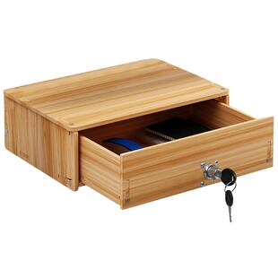 电脑显示器增高架子带锁显示器底座支架 办公桌面收纳盒抽屉式置物架木质