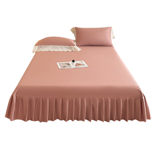 法式纯色纯棉床单100全棉斜纹加厚床裙款单人双人单子被单炕单女