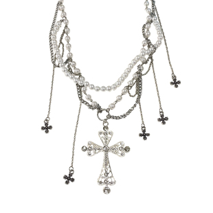 多种戴法~珍珠十字架腰链项链女y2k连衣裙腰封设计高级感流苏配饰