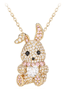 GEMOLA/格莫拉叛逆千金风金色甜蜜兔兔项链耳夹戒指手链