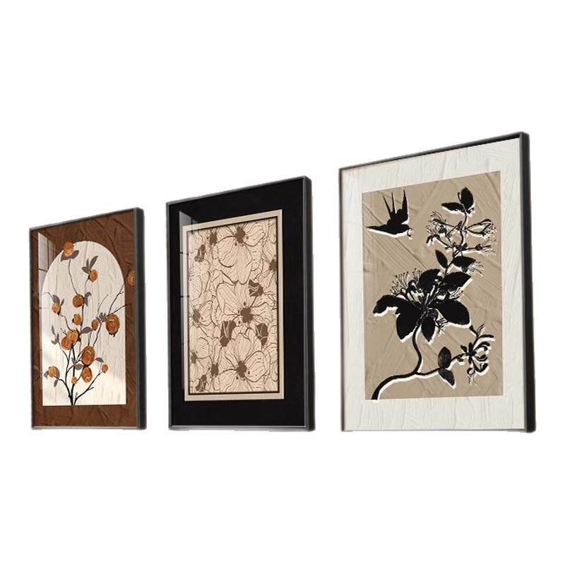 客厅装饰画复古南洋风沙发背景墙壁画法式中古风高级感三联挂画