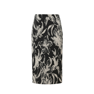 迪图春款新中式水墨印花半身裙