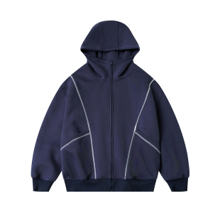 RAPPEYE 潮牌美式重磅500g连帽拉链开衫外套明辑线廓形空气层卫衣