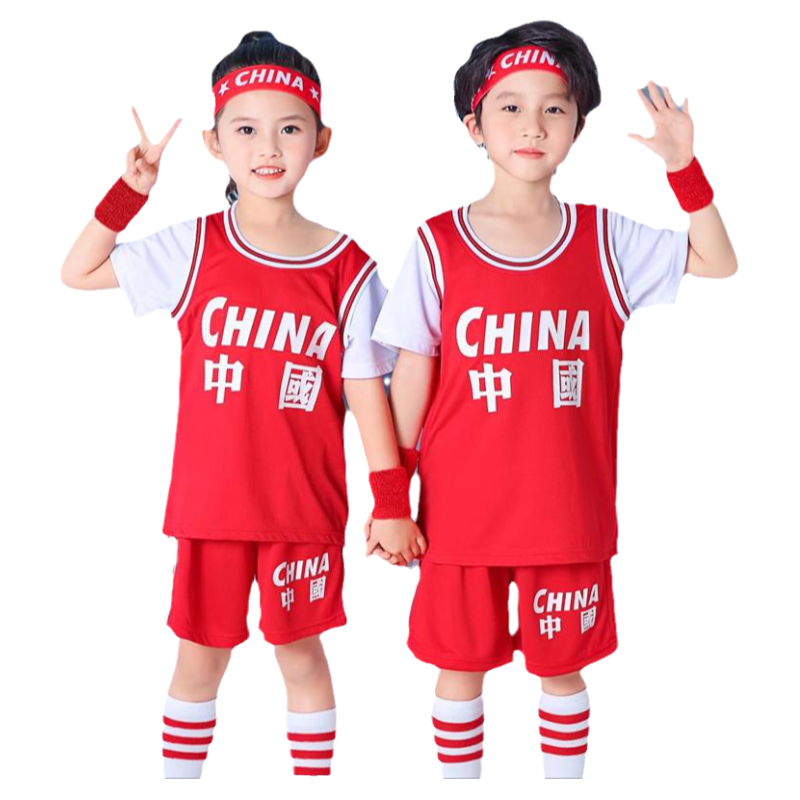 中国队儿童篮球服表演运动套装