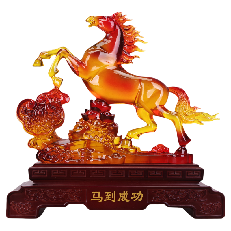 2026琉璃玉色马到成功招财摆件