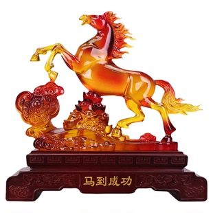 2026新款琉璃玉色马到成功招财马摆件马年吉祥物高级感客厅装饰品
