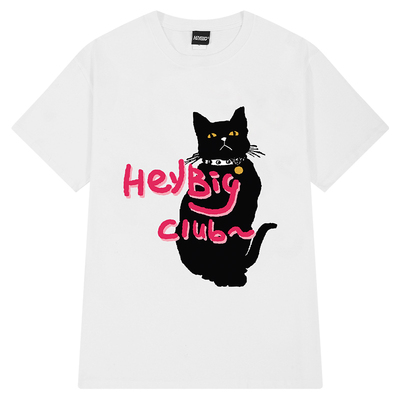 猫咪字母短袖t恤高街国潮牌