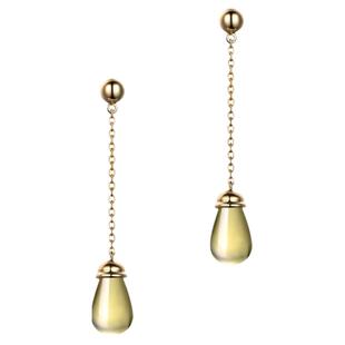 米莱珠宝 天然黄水晶 紫水晶 柠檬晶耳钉 18K金镶嵌耳环 彩色宝石