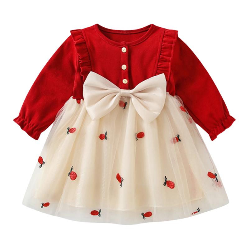 周歲女寶禮服紅色連衣裙嬰兒衣服抓周寶寶裙子一歲公主裙女童夏裝