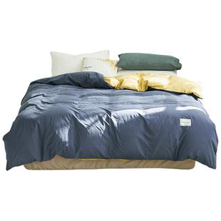 紫罗兰全棉素色简约双拼单被套纯棉被罩1.5m床单双人学生宿舍被套